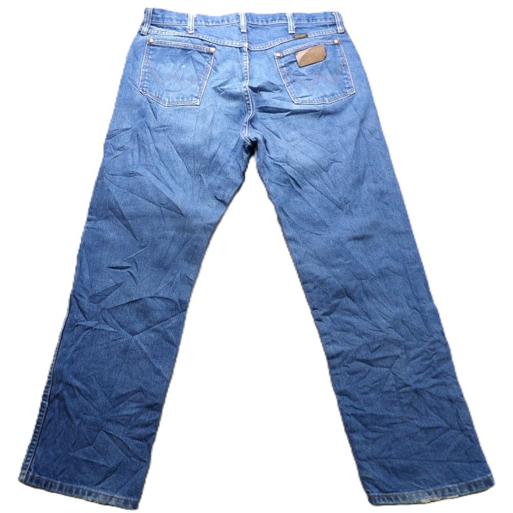 VTG Wrangler 13MWZ Cowboy Cut Jeans Men W34 L26 Made USA Light Wash Blue Denim